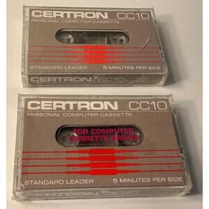 Lot 2 Cetron CC10 Personal Computer Cassette Tapes New Sealed 5 Minutes Per Side